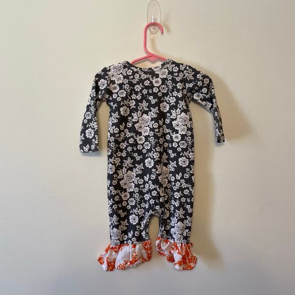 Giggle Moon baby Girls 12 Months floral ruffle one piece onsie multicolor summer - Picture 5 of 7